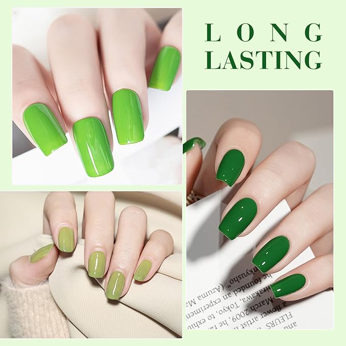 CANNI Green Gel Nail Polish Set – 6 Colors (Olive, Evergreen, Sage, Mint, Light Green), 9ML Soak Off UV LED Gel Nail Kit for Spring Nail Art & DIY Manicure