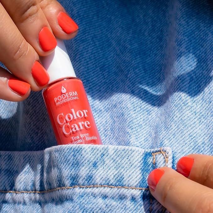 PODERM - nail Polish – Enriched with Tea Tree – Improves nail appearance – Ingredients Natural/Vegan - foot/hand - Swiss Made (Coral Pink)