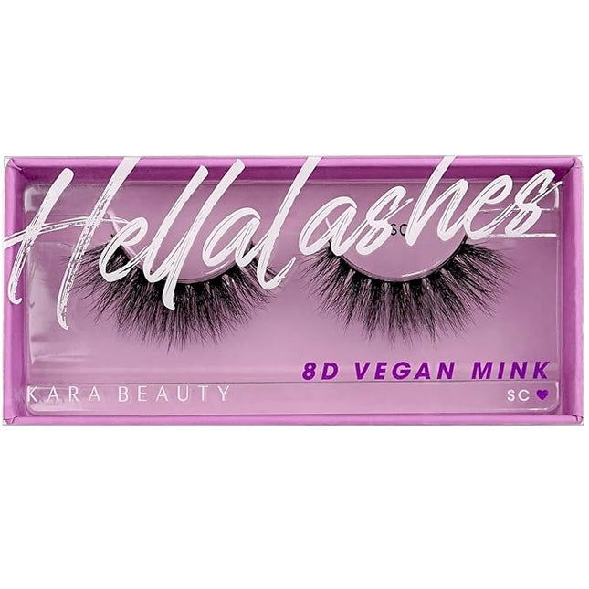 KARA BEAUTY Style L1 Hellalashes 8D Faux Mink Lashes Lightweight Synthetic Fiber in 8 Dimensional Layers SC - Playful, Voluminous & Wispy, 1 Pair