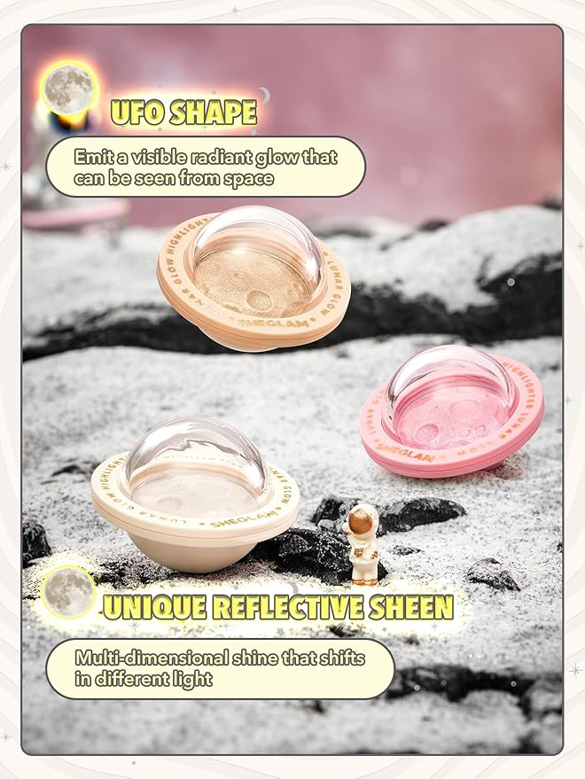 SHEGLAM Lunar Glow Highlighter Face Highlighter Multichrome Glitter Shimmer Highlighter Makeup Eye Face Body Highlighter Illuminator, Silky Creamy Eyeshadow-Vanilla Frost
