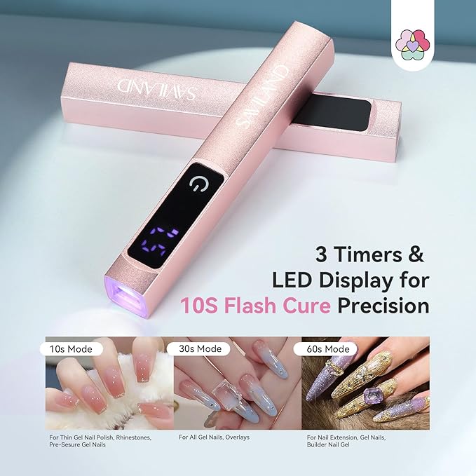 SAVILAND SSPro X U V Light for Gel Nails: 10s Flash Cure U V Light for Nails with Magnetic Stand LED Screen 400mAh Rechargeable LED Nail Lamp Portable Gel Light 2-Timers DIY Home