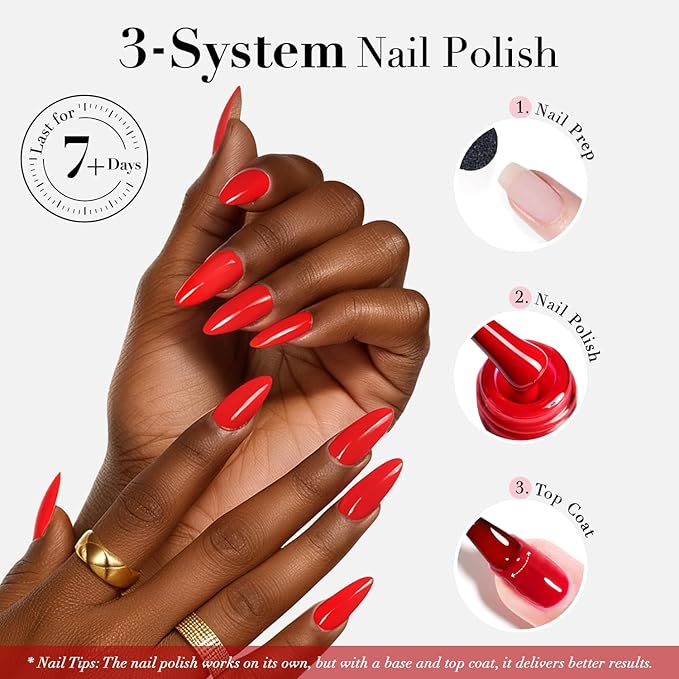 AZUREBEAUTY Red Nail Polish Burgundy Quick Dry Natural Infinite Shine Nail Lacquer Fingernail Polish Strengthening Treatment Kit Salon-Quality for Women 10ml
