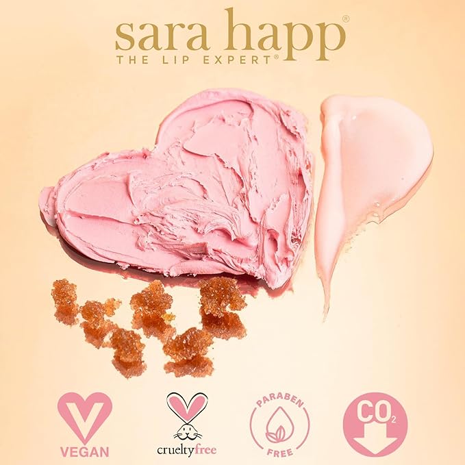 Sara Happ Sweet Clay Mask + Passion Fruit Sugar Scrub Lip Duo - Exfoliating Lip Treatments, Exfoliator Scrub, Moisturizers for Dry and Flaky Lips, Vegan (0.47 Oz and 0.5 Oz jars)