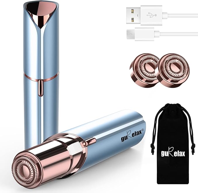 Facial Hair Removal for Women(as seen on tv), Gurelax Facial Hair Remover, Electric Face Shaver, Painless Hair Removal Device for Lip, Chin with 2 x Replacement Heads