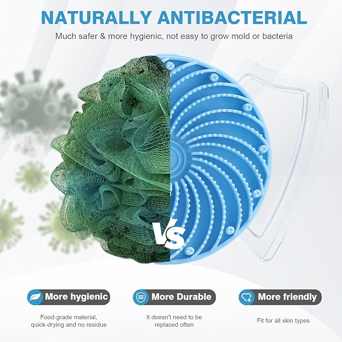 Upgraded Version Silicone Body Scrubber,Double-Sided Design Body Brush Silicone Body Scrubber Exfoliating Body Brushes for Suitable showering all skin types,Environmentally friendly silicone loofah