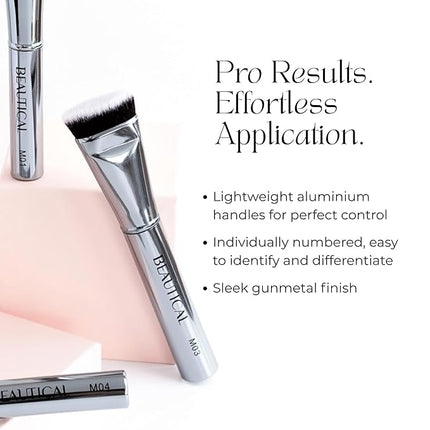 Professional Makeup Brush Set – 9 Piece Vegan Brushes with Carry Pouch | Soft Dense Bristles for Liquid, Cream & Powder | Lightweight Aluminum Handles Makeup Brushes For Daily Makeup Routine