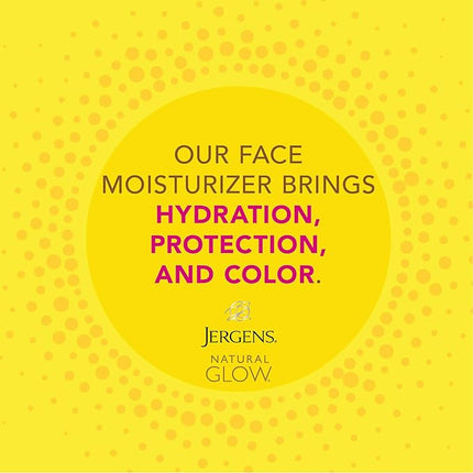 Jergens Natural Glow Self Tanner Face Moisturizer with SPF 20 Facial Sunscreen, Medium to Deep Skin Tone, Sunless Tanning, Oil Free, Broad Spectrum Protection UVA and UVB, 2 oz (Packaging May Vary)