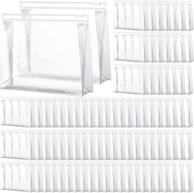 Xuniea 100 Pcs Mini Clear Makeup Bag PVC Small Travel Toiletry Organizer Pouches Bulk Waterproof Transparent Plastic Cosmetic Bag with Zipper for Women Men Travel(9.8'')