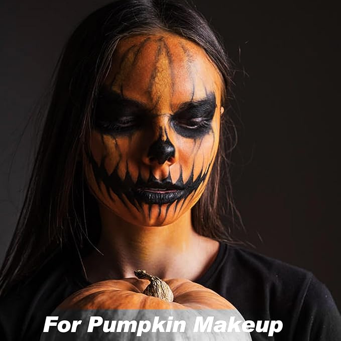 MEICOLY 2Pcs Black and Orange Face Body Paint Stick,Waterproof Face Paint for Halloween Pumpkin Tiger Lion Cosplay Makeup,Eye Black Stick for Baseball/Softball/Football/Lacrosse