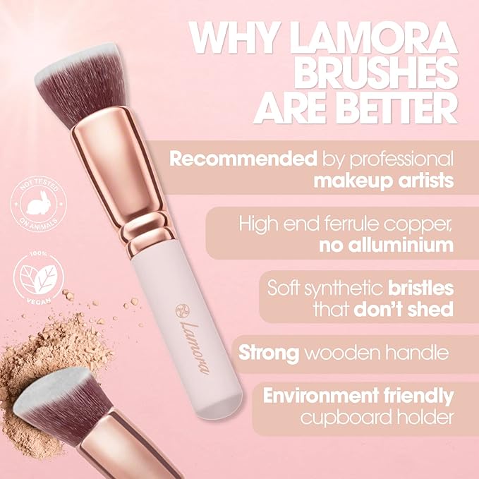 Kabuki Makeup Brush Set - Foundation Powder Blush Concealer Contour Brushes - Perfect for Liquid, Cream or Mineral Products - 10 Pc Collection with Premium Synthetic Bristles for Eye and Face Cosmetic