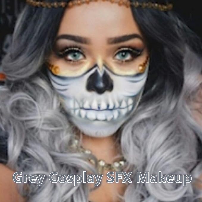 Go Ho 6 Colors Grey Face Body Paint,Cream Washable Formula Face Painting for Halloween Cosplay,Body Paint SFX Makeup Palette,Professional Face Paint Gray Vampire Zombie Makeup