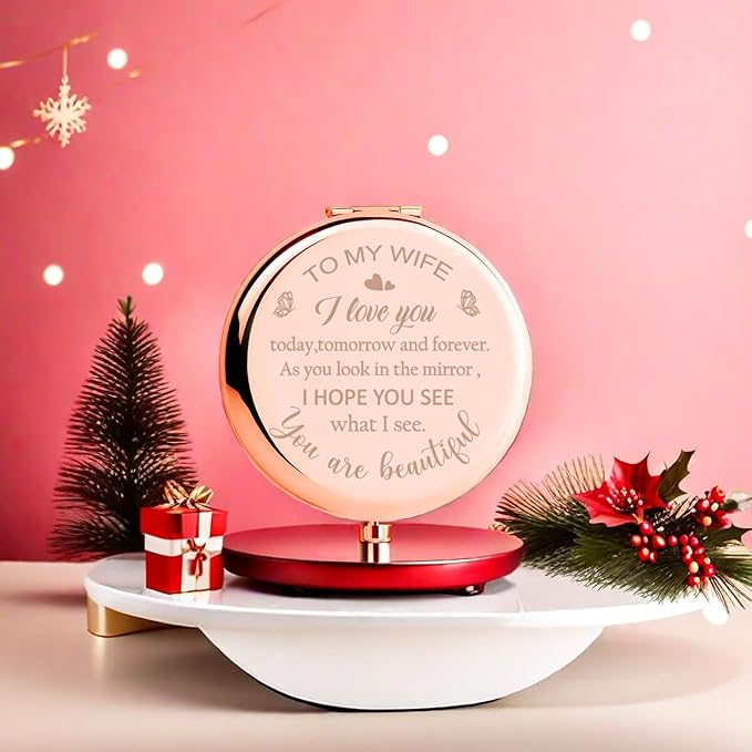 Valentines Day Mirror Gifts for Her Wife, Gift for Wife from Husband to My Wife Compact Mirror, Romantic Gifts for Wife Birthday, Wedding Anniversary, Valentine's Day, Mother's Day