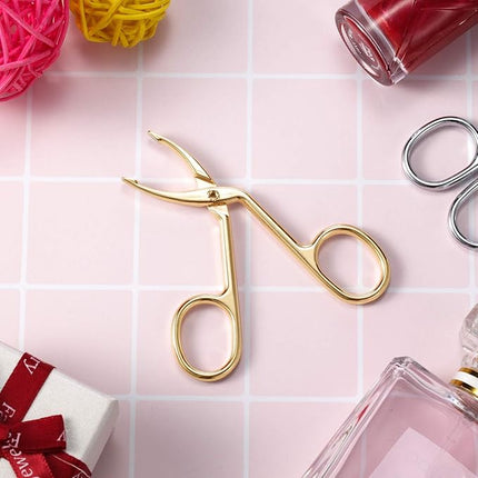 Hicarer 3 Pcs Eyebrow Tweezers Scissor for Women Facial Hair Handle Straight Tip Scissor Shaped Eyebrows Tweezers for Hair Plucker Remover Eyebrows Care Wig Plucking for Women Men(Gold Plated)