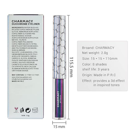 CHARMACY Chameleon Liquid Eyeliner, Liquid Glitter Eyeliner, Highly Pigmented, Metallic Intense MultiColor Shifting waterproof Eyeliner, Ultra-Fine Tip, Longwearing, Smudge-proof (#SET1-901/904/907)