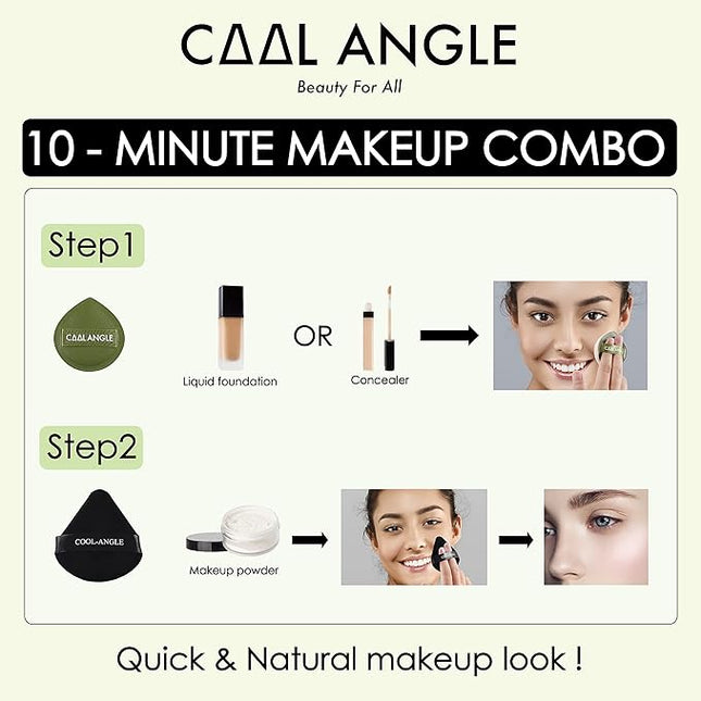 6Pack Makeup Sponge and Powder Puff Set with Blender Sponge for Liquid Foundation Concealer and BB Cream, Triangle Powder Puff for Loose Powder Setting and Oil Control