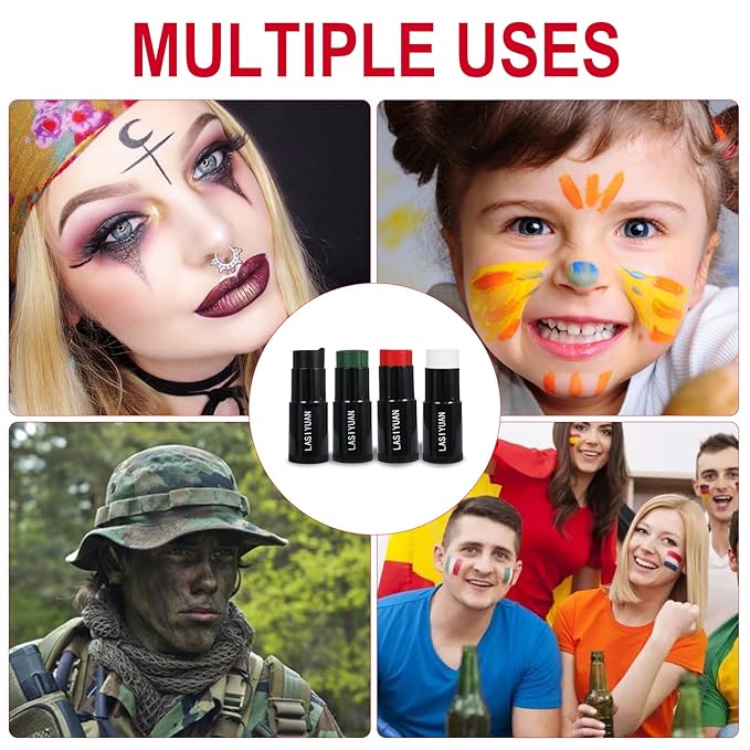 Face Body Paint Stick (BLACK)，Water Resistant Sports Body Makeup Athletes Softball， Football Baseball Eye Stick， Professional Halloween Face Makeup Kit ，for Halloween costume， Zombie Clown Vampire