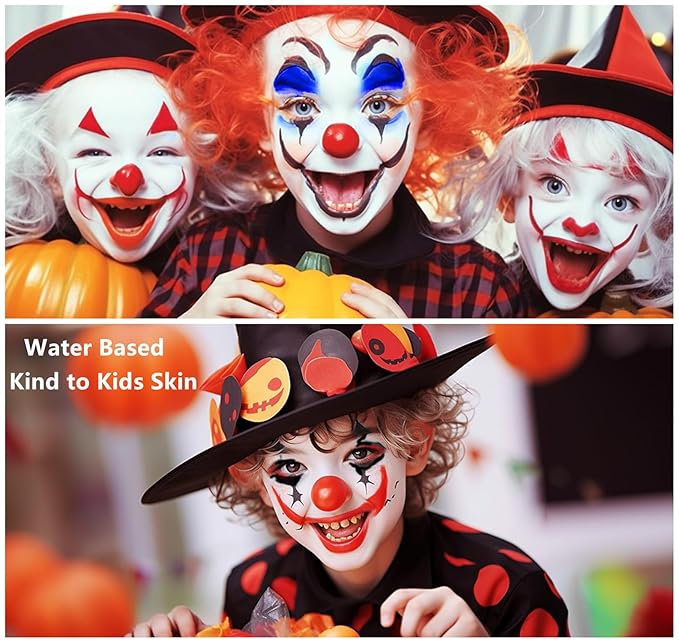 Go Ho Red White and Blue Face Body Paint Stick,Water Based Cream Washable Face Paint Clown Makeup,Easy to Use with Cushion Applicator,Halloween Cosplay SFX Makeup,4th of July Accessories