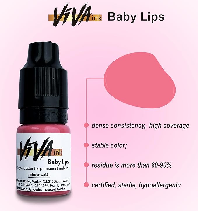 Lip Pigment – Baby Lips – Permanent Lip Makeup – Microblading Ink for Durable and Colorful Lips – Long Lasting Color Lip Cosmetics (0.2 oz)