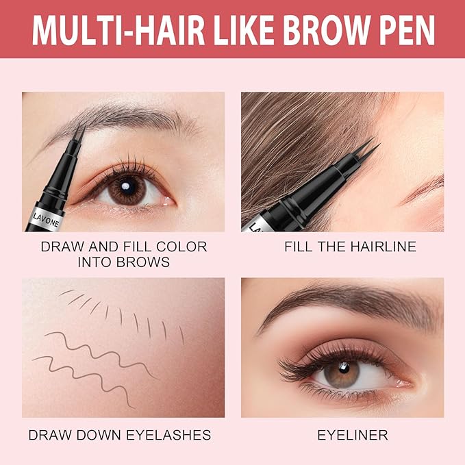 Eyebrow Pencil, 2-in-1 Waterproof Eyebrow Pen, with 2 Tip Microblading Eyebrow Pencil and Ultra-Precise Brow Pencil, with Eyebrow Brush, Eyebrow Pencils for Women, Natural Hair-Like Brows-Black Brown