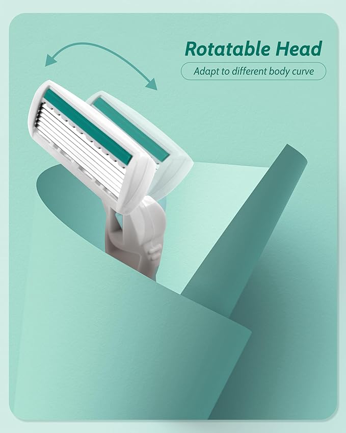 1 Travel Razors for Women with 12 Blade Refills, Green