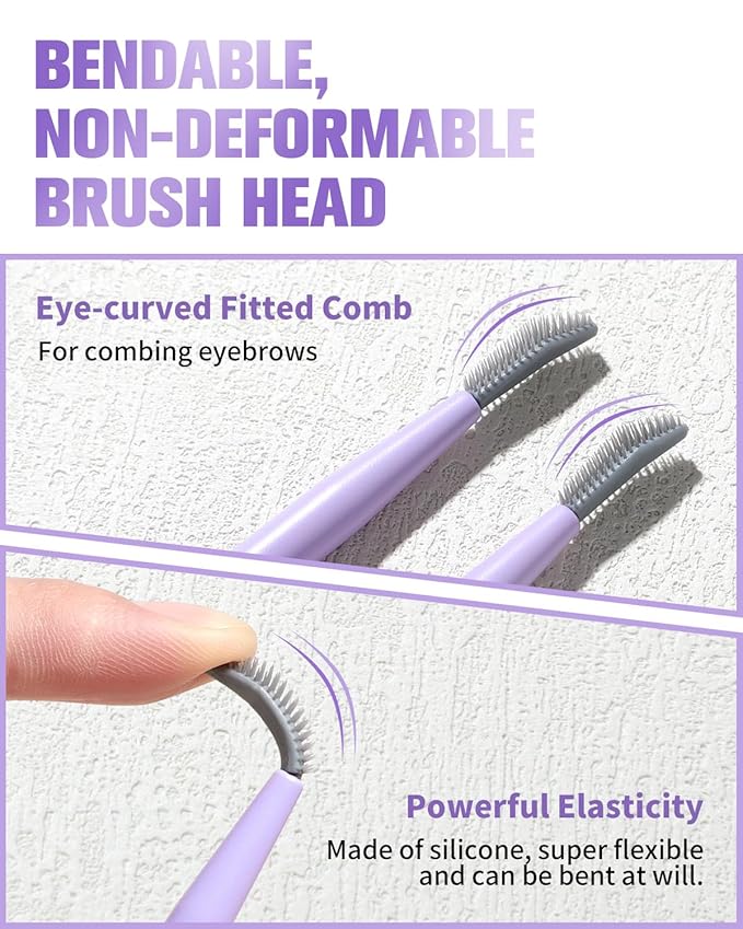 EIGSHOW Dual-Ended Eyebrow Brush with Silver Ion Bristles - Precision Brow Brush and Comb for Lining, Sculpting, Professional Eye Brow Tools (D109P)