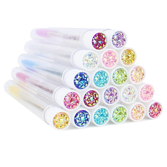 20 Sets Mascara Wand Tube Set Eyelash Spoolies Diamond Mascara BrushesBrush Makeup Tool Applicator Eyelash Brush Tubes Makeup Brush (Diamond-2-MlX)