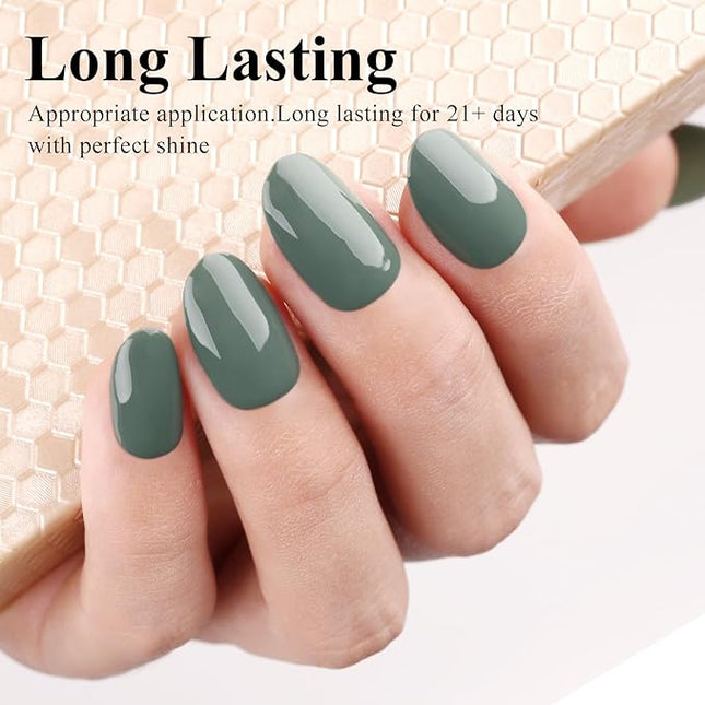 Imtiti Gel Nail Polish, 1 Pcs 15ml Eucalyptus Green Color Gel Polish Soak Off Nail Art Manicure Salon DIY Nail Lamp Gel Nail Design Decoration at Home Gift for Women, 0.5 Fluid Ounces