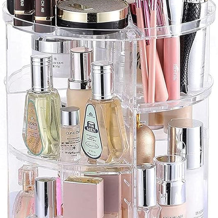 Clear Rotating Makeup Organizer for Vanity,Adjustable Skincare Organizer Countertop,Cosmetic Display Cases for Beauty,Skin Care,Spinning Makeup Stand,Make up Storage Organizer and Perfume organizer