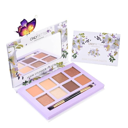 Matte Eyeshadow Palette, Vegan Eyeshadow Palette with Brush, 8 Shades Nude High Pigmented Organic Long Lasting Naked Eyeshadow