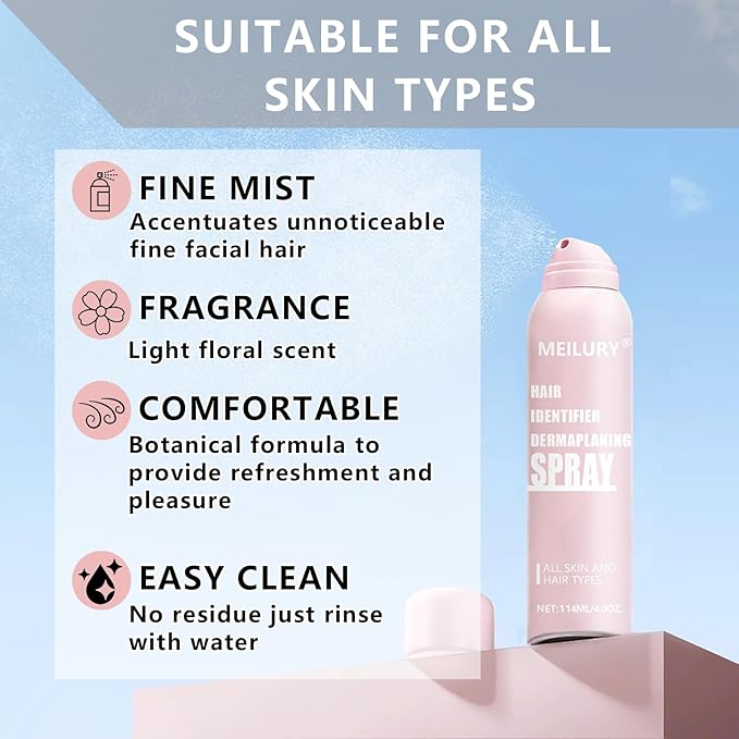 Hair Identifier Spray for Face Shaving, Skin Body Hair Identifying Spray with Razors, Hair Identifier Spray for Face Dermaplaning, Face Hair Identifier Spray for Women