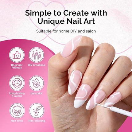 MelodySusie 8ML White Gel Liner Nail Art Polish,for Line and Patterns of Painting,French Nail Tips,DIY Manicure Pedicure for Home DIY Salon Use