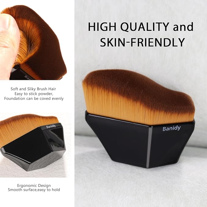 Premium Foundation Brush, Beauty Blender Brushes for Blending Liquid Hexagon Face Blush Liquid Powder Foundation Brush with Protective Case