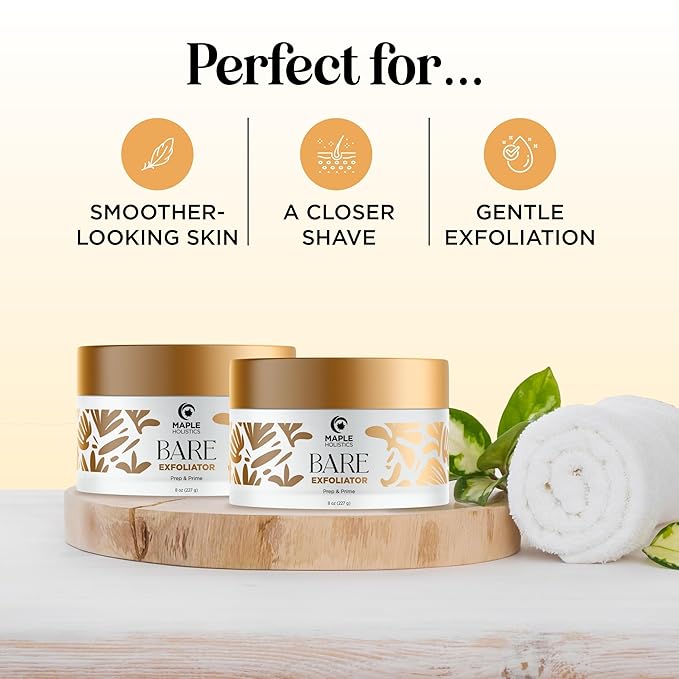 Bare Pre Shave Exfoliator for Women - Ingrown Hair Exfoliating Scrub for Bikini Area Legs & Underarms with Glycolic Acid & Volcanic Sand Exfoliants - Smoothing Bikini Area Exfoliator Pre Shave Scrub