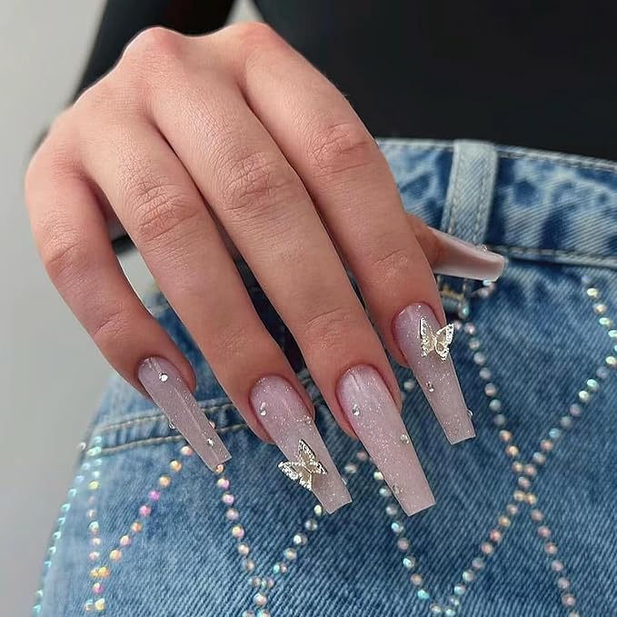 DouborQ 6 Colors Pink Nude Nail Polish Set Skin tone Finger Nail Polish Bulk Manicure Nail Art Home Salon Long-lasting Sequins Nail Art Varnish (7-12)