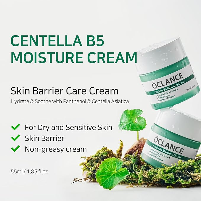 Centella B5 Moisture Cream, Daily Hydrating & Smoothing Face Moisturizer with Panthenol, Centella & 8-Peptide Complex for Skin Barrier, Korean Skincare, Fragrance-Free, 1.85 fl. oz (55ml)