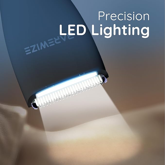 Body Hair & Pubic Hair Trimmer for Men | Waterproof, USB-C Rechargeable, LED Light, Replaceable Ceramic Blade, Electric Ball Shavers, Manscape Kit, Mens Personal Groomer (Noir)