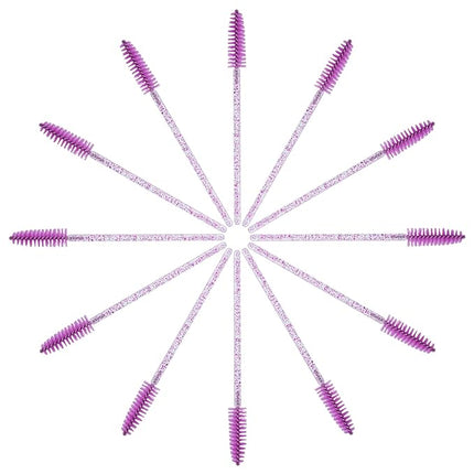 CHEFBEE 100PCS Disposable Eyelash Brush, Mascara Wands Makeup Brushes Applicators Kits for Eyelash Extensions and Eyebrow with Container (Purple)