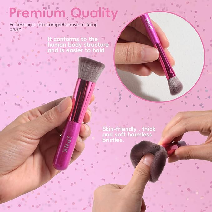 JPNK Travel Makeup Brush Set Foundation Powder Concealers Eye Shadows Makeup Set with 5X Magnifying Mirror Box