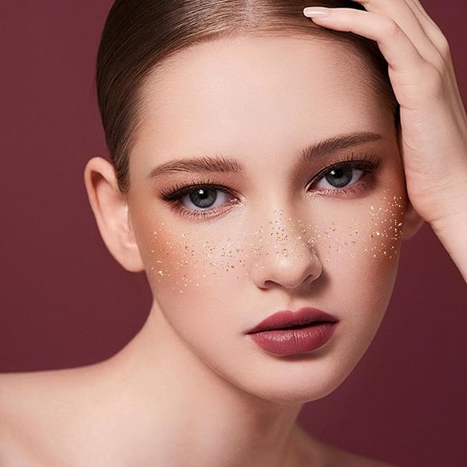Glitter Freckles Face Tattoos, 12 Sheet Gold Face Glitter Makeup Speckles, Sparkle Makeup Patches