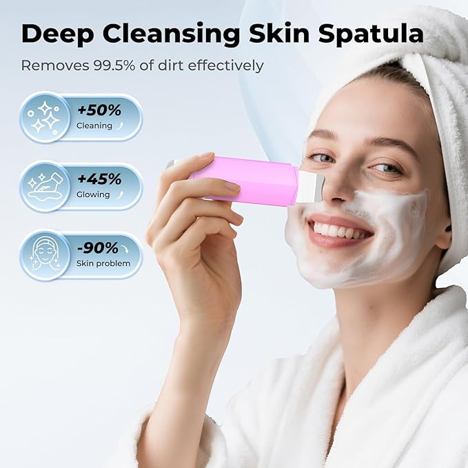 Blackhead Remover Tool Face Scrubber: PETYDOOT Double-Headed Face Spatula Skin Scrubber, Nose Pore Cleaner Blackhead Remover for Facial Deep Cleansing Skin Care Tool for Men & Women (Pink)