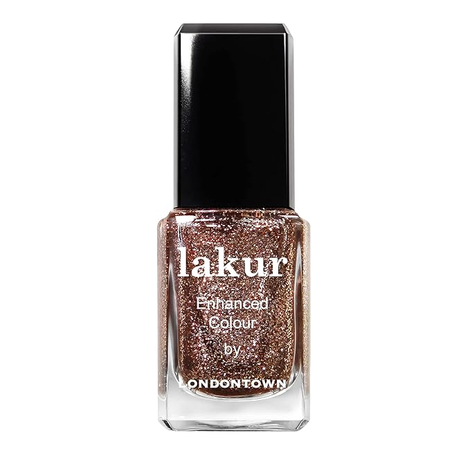 LONDONTOWN lakur Nail Polish - Chip-Resistant, Non-Toxic, Conditions & Hydrates Nails | Glittery Pink Shimmer, Rosé All Day, .40 fl oz