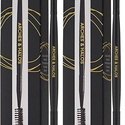 Arches and Halos Dual Ended Powder and Pomade Brush - Eyebrow Brush with Spoolie for Blending Sharp Edges - Create Hair-Like Strokes - 1 pc (Pack of 2)