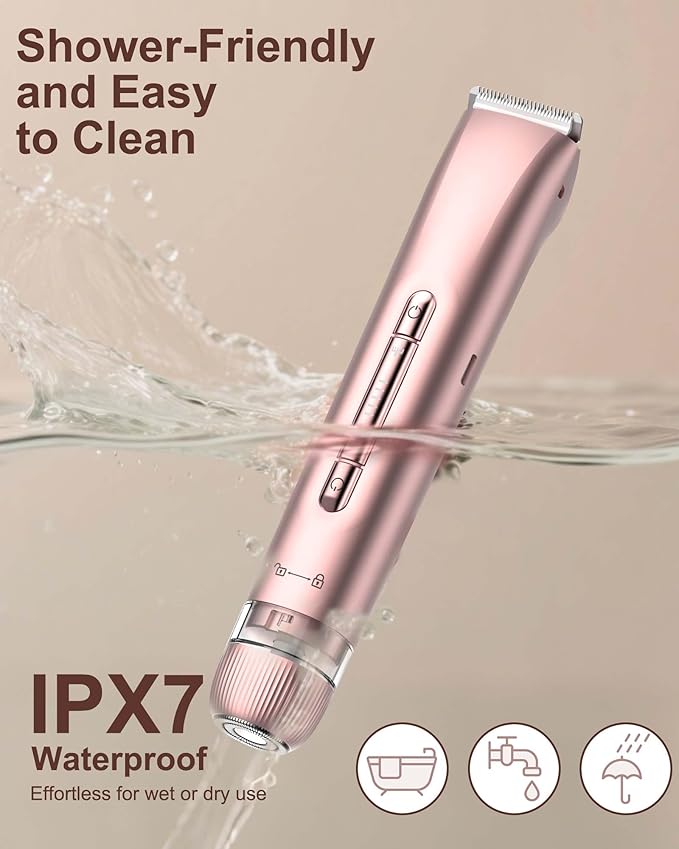 Bikini Trimmer for Women - Electric Razors for Women | Dual Head Electric Shaver for Ladies for Facial Hair Removal, IPX7 Waterproof, Painless & Flawless, USB Rechargeable, for Face, Bikini, Body, Leg