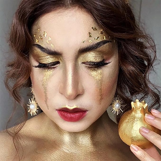 Mysense Pearl Gold Face Body Paint,Water Based Washable Face Paint,Non-toxic Cream Body Paint for Adults and Children,Metallic Face Painting for Halloween Costume SFX Cosplay Makeup,0.6oz