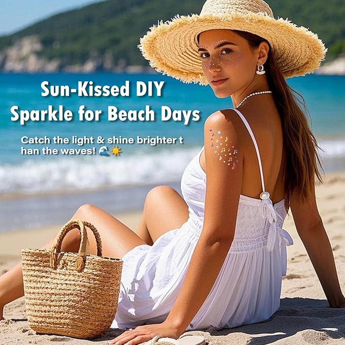 20 Pcs Face Temporary Tattoos, Holographic Multichrome Glitter Freckles Face Tattoo, Glitter Freckles, Holographic Laser Sparkle Makeup Patches, Waterproof Face Glitter Makeup Patches for Women