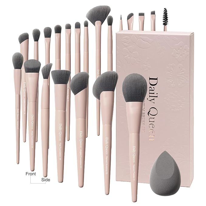 20pcs Pink Essential Makeup Brush Set Professional Powder Concealers Eye shadows Blush Eyeliner Eyebrow Contour Eye blending foundation kit (20pcs makeup brush set)