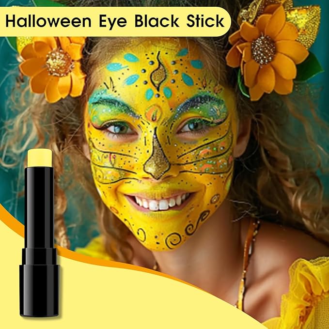 BAD COLOR Yellow Face Body Paint Stick, Full-Coverage Eye Black Sticks for Adults Children, Hypoallergenic Face Painting Kit for Halloween SFX Lion Tiger Minions Stage Cosplay Costume Party