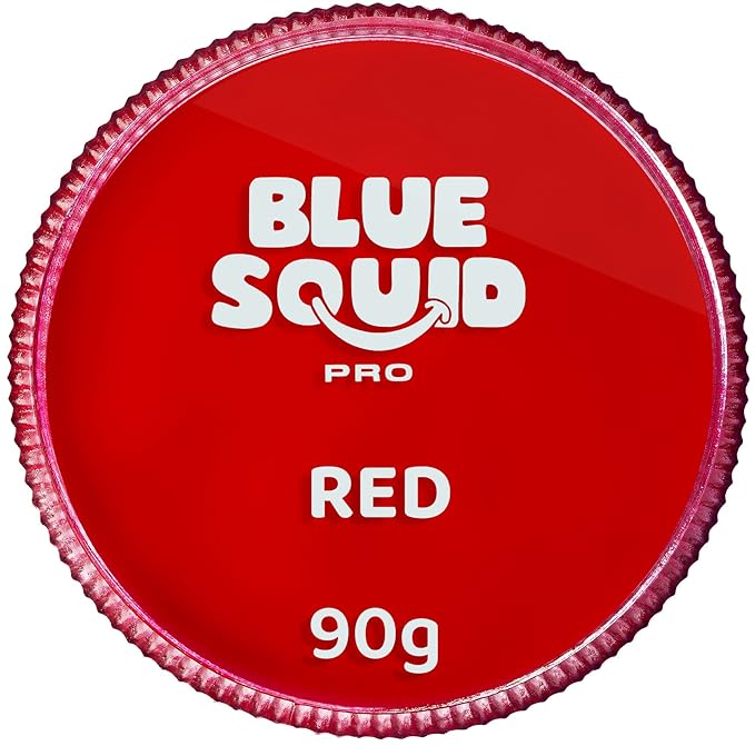 Blue Squid PRO Face Paint - Professional Water Based Single Cake Facepaint & Body Paints - SFX Makeup, Kids Adults Face Painting for Costume, Halloween, Cosplay - Classic Red 90g / 3oz