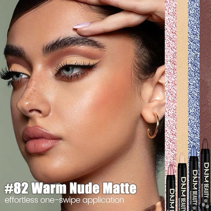 Nude Beige Matte Cream Eye Shadow Stick Makeup for Women, Nude Beige Matte Eyeliner Pencil Eyeshadow Brightener Stick for Eyes, Waterproof Eyeshadow Applicator Blendable sombras para ojos 82#