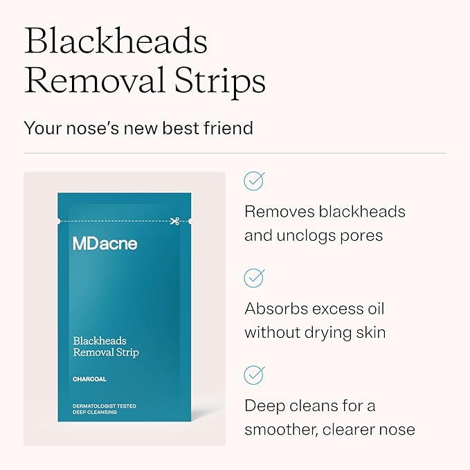 MDacne Blackhead Remover Strips, Deep Pore Cleansing for Sensitive Acne-Prone Skin (72 Strips)
